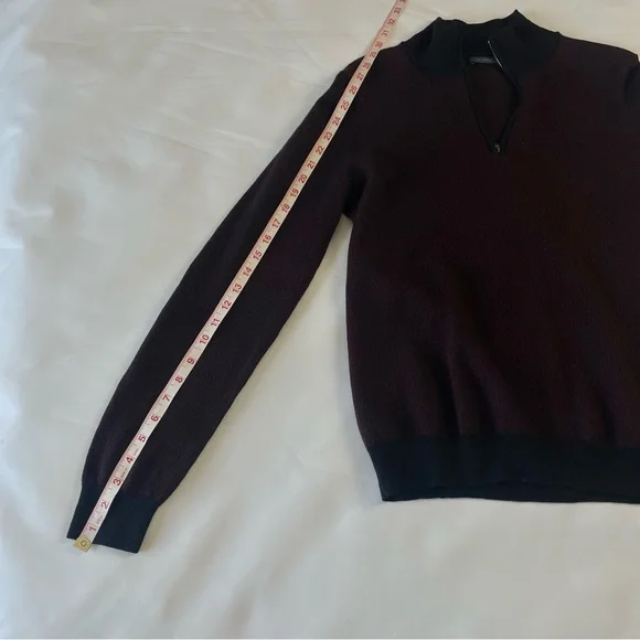 Pal Zileri 100% Lana Wool 1/4 Zip Sweater Burgundy Black - Picture 11 of 15